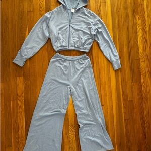 Aerie Light Blue Wide Leg Pants & Hoodie Set